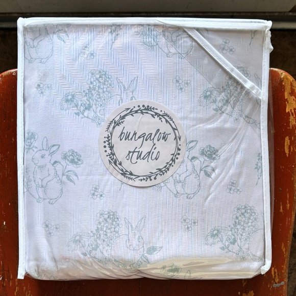 NEW BUNNY Twin Size Green Toile Sheet Set (easter bunnies) easy care microfiber - Picture 6 of 7